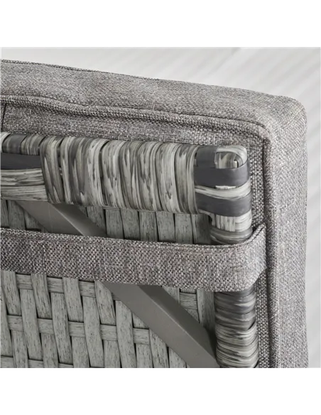 Outsunny 2 Seater Patio Wicker Chaise Lounge Sofa Set with Fabric Cushion, Grey