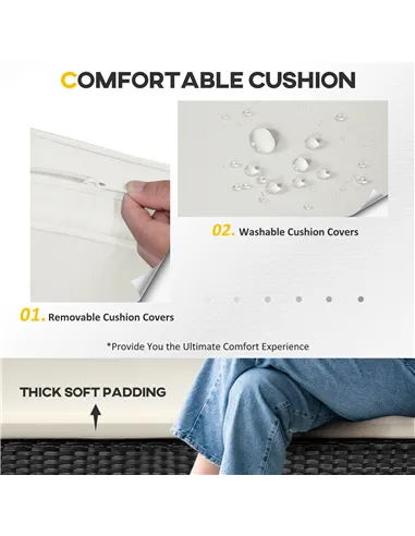 Outsunny 4 Pieces Rattan Garden Furniture Set, 4 Seater Garden Sofa Set with Loveseat, Armchairs and Glass Top Table, Wicker Con