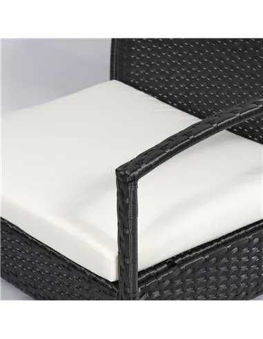 Outsunny 4 Pieces Rattan Garden Furniture Set, 4 Seater Garden Sofa Set with Loveseat, Armchairs and Glass Top Table, Wicker Con