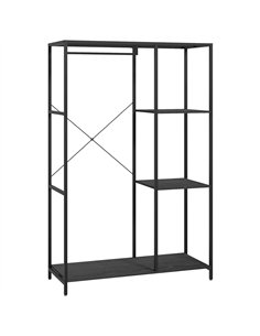 HOMCOM Steel Frame Clothes Storage Rack, with Shelves - Black
