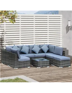 Outsunny 8 Piece Rattan Corner Sofa Set with Wide & Deep Seat, Assembled Aluminium PE Rattan Garden Furniture Set with Thick Cus 2