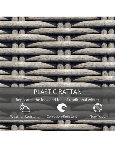 Outsunny 8-Seater Outdoor PE Rattan Sofa Set Conversation Set w/ Fire Pit Table, L-Shape Sofa, Footstool and Furniture Cover