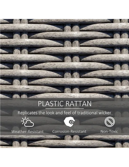 Outsunny 8-Seater Outdoor PE Rattan Sofa Set Conversation Set w/ Fire Pit Table, L-Shape Sofa, Footstool and Furniture Cover