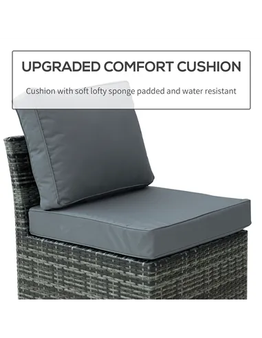 Outsunny 5 PCS Outdoor Rattan Wicker Sofa Sets Reclining Sofa Adjustable Canopy & Side Table Dining Table Set Sectional Conversa