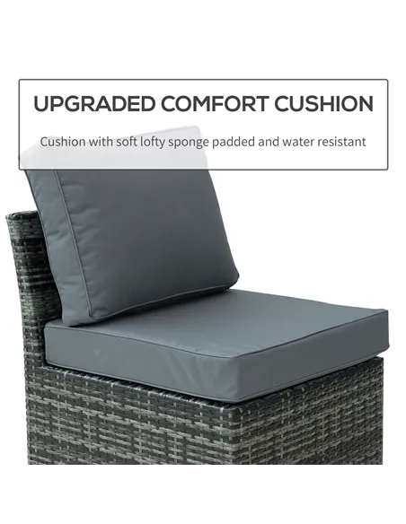 Outsunny 5 PCS Outdoor Rattan Wicker Sofa Sets Reclining Sofa Adjustable Canopy & Side Table Dining Table Set Sectional Conversa