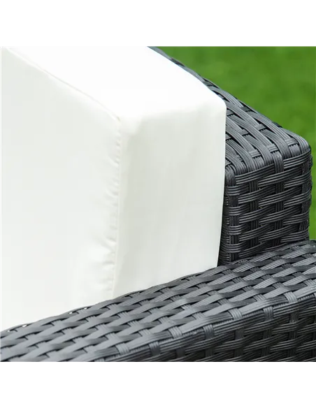Outsunny 4-Seater Rattan Sofa Set Garden Rattan Furniture Wicker Steel Chair Seat Furniture Patio Rattan Garden Sofa Black