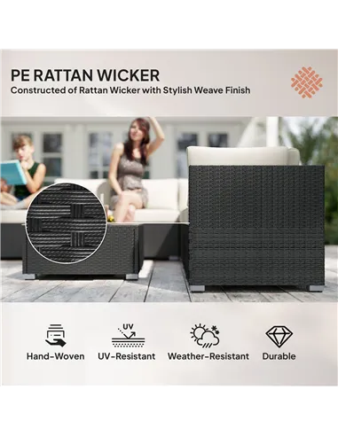 Outsunny 8 Piece Rattan Corner Sofa Set with Wide & Deep Seat, Assembled Aluminium PE Rattan Garden Furniture Set with Thick Cus