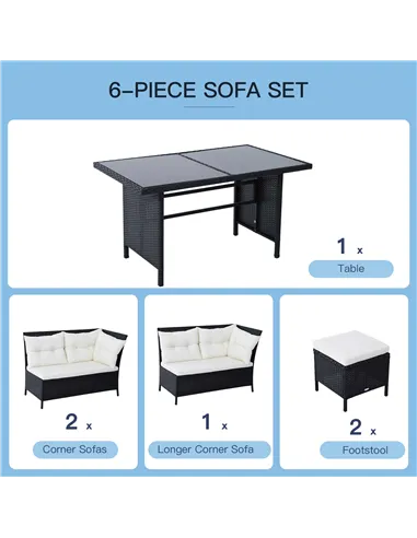 Outsunny 8-Seater Garden Rattan Furniture Rattan Corner Dining Sofa Set Wicker Conservatory Furniture Lawn Patio Coffee Table Fo