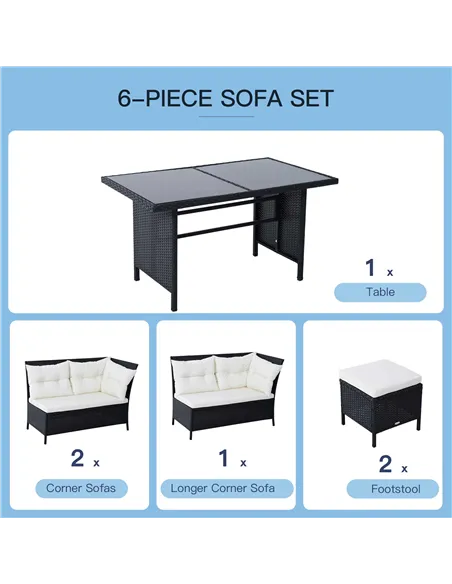 Outsunny 8-Seater Garden Rattan Furniture Rattan Corner Dining Sofa Set Wicker Conservatory Furniture Lawn Patio Coffee Table Fo