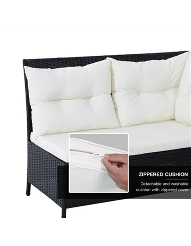 Outsunny 8-Seater Garden Rattan Furniture Rattan Corner Dining Sofa Set Wicker Conservatory Furniture Lawn Patio Coffee Table Fo