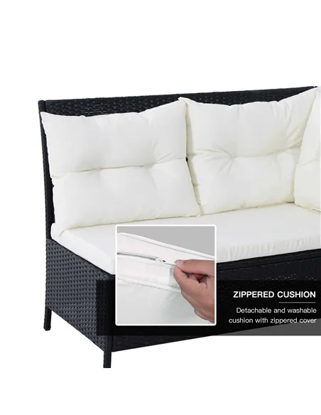 Outsunny 8-Seater Garden Rattan Furniture Rattan Corner Dining Sofa Set Wicker Conservatory Furniture Lawn Patio Coffee Table Fo