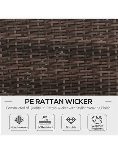 Outsunny 4-Seater Rattan Sofa Set Garden Outdoor Sectional Sofa Coffee Table Combo Patio Furniture-Brown