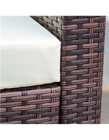 Outsunny 4-Seater Rattan Sofa Set Garden Outdoor Sectional Sofa Coffee Table Combo Patio Furniture-Brown