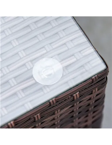 Outsunny 4-Seater Rattan Sofa Set Garden Outdoor Sectional Sofa Coffee Table Combo Patio Furniture-Brown