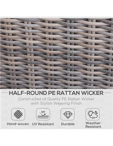 Outsunny 5 Piece Rattan Garden Furniture Set w/ 10cm Thick Cushions, Aluminium Frame Wicker Outdoor Balcony Sofa Set with Corner