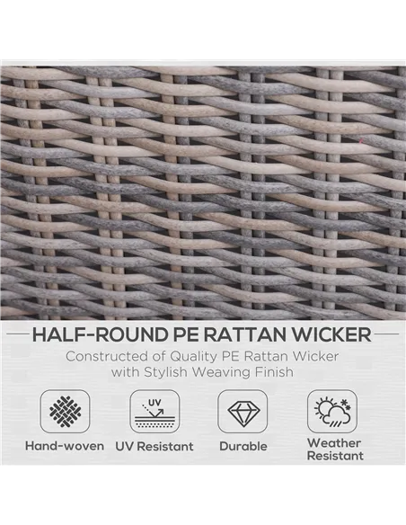 Outsunny 5 Piece Rattan Garden Furniture Set w/ 10cm Thick Cushions, Aluminium Frame Wicker Outdoor Balcony Sofa Set with Corner