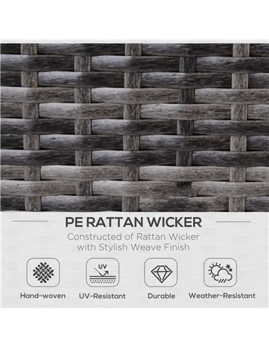 Outsunny 3PC Rattan Garden Furniture Storage Sofa Set 4 Seater Wicker Coffee Table Conservatory Sun Lounger Reclining Set Outdoo