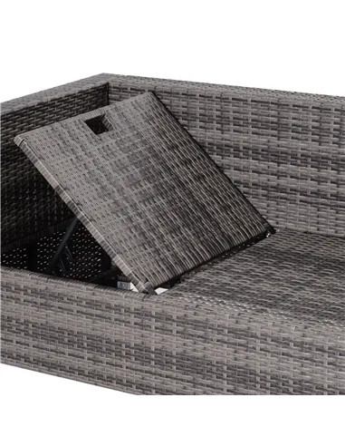 Outsunny 3PC Rattan Garden Furniture Storage Sofa Set 4 Seater Wicker Coffee Table Conservatory Sun Lounger Reclining Set Outdoo