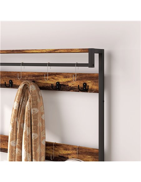 HOMCOM Industrial-Style Multi-Use Hallway Tree - Brown/Black
