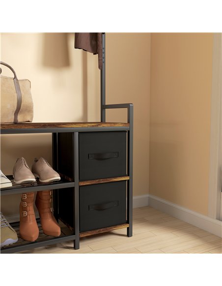 HOMCOM Industrial-Style Multi-Use Hallway Tree - Brown/Black