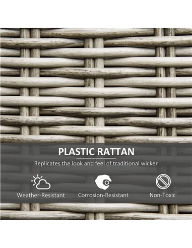 Outsunny 5 Pieces Outdoor PE Rattan Round Garden Daybed with Cushions, Aluminium Patio Furniture Set Lounge Chair Conversation S