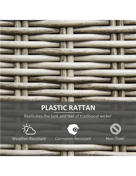 Outsunny 5 Pieces Outdoor PE Rattan Round Garden Daybed with Cushions, Aluminium Patio Furniture Set Lounge Chair Conversation S