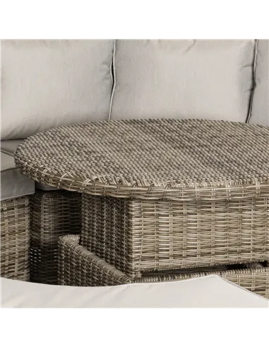 Outsunny 5 Pieces Outdoor PE Rattan Round Garden Daybed with Cushions, Aluminium Patio Furniture Set Lounge Chair Conversation S