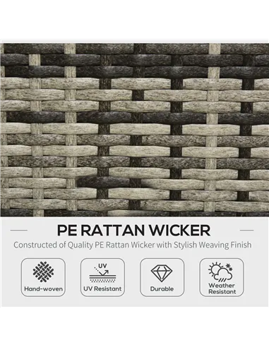 Outsunny 4-Seater Rattan Sofa Set Wicker Sectional Furniture Cushion Grey Garden