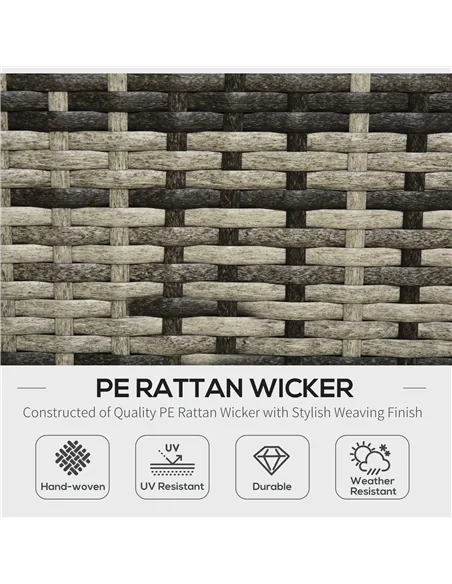 Outsunny 4-Seater Rattan Sofa Set Wicker Sectional Furniture Cushion Grey Garden