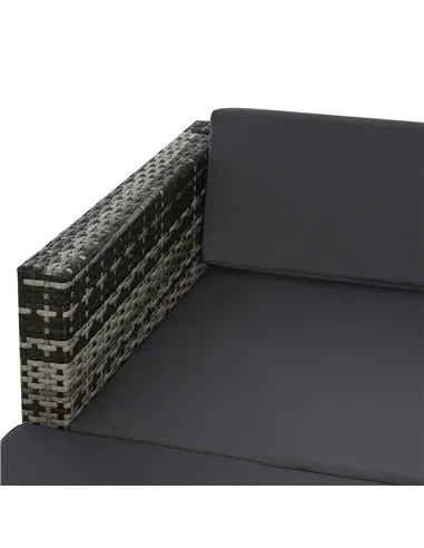 Outsunny 4-Seater Rattan Sofa Set Wicker Sectional Furniture Cushion Grey Garden