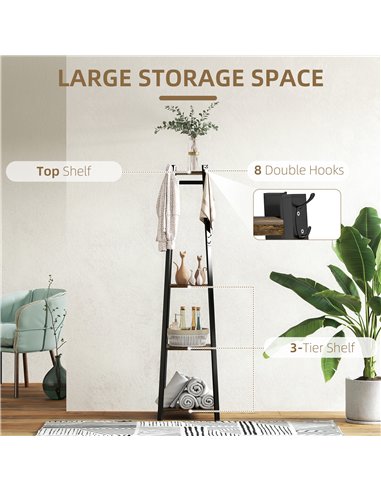 HOMCOM Compact Freestanding Coat Rack -  Black/Brown