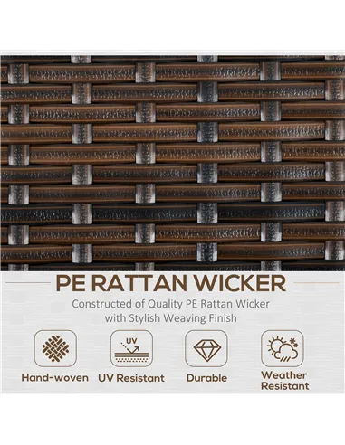 Outsunny Six-Piece Rattan Sofa Set, with Glass-Top Table - Mixed Brown