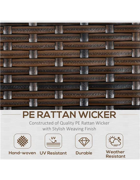 Outsunny Six-Piece Rattan Sofa Set, with Glass-Top Table - Mixed Brown