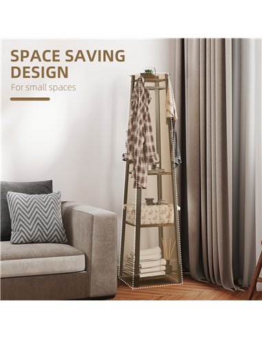 HOMCOM Compact Freestanding Coat Rack -  Black/Brown