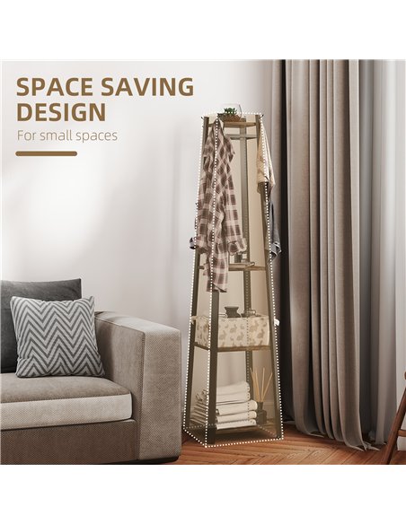 HOMCOM Compact Freestanding Coat Rack -  Black/Brown