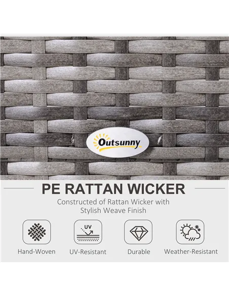 Outsunny 5 Pieces Rattan Garden Furniture Set, 4 Seater Half-Round Garden Sofa Set with Thickened Cushions, Wicker Conservatory 