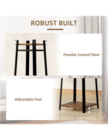 HOMCOM Compact Freestanding Coat Rack -  Black/Brown
