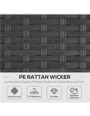 Outsunny 9-Seater Garden Rattan Furniture 10 Pcs Rattan Corner Dining Sofa Set, Grey/Dusty Blue Cushion