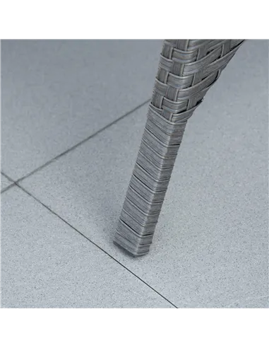 Outsunny 9-Seater Garden Rattan Furniture 10 Pcs Rattan Corner Dining Sofa Set, Grey/Dusty Blue Cushion