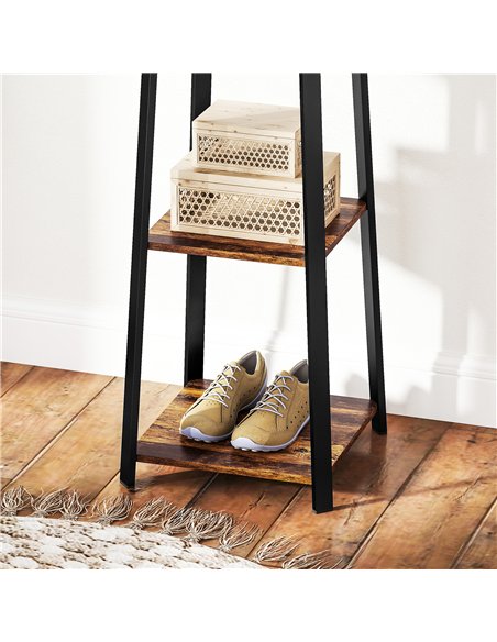 HOMCOM Compact Freestanding Coat Rack -  Black/Brown