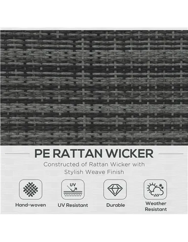 Outsunny 4 Pieces Wicker Steel Rattan Sofa Set Garden Chair Seat Furniture Patio Grey