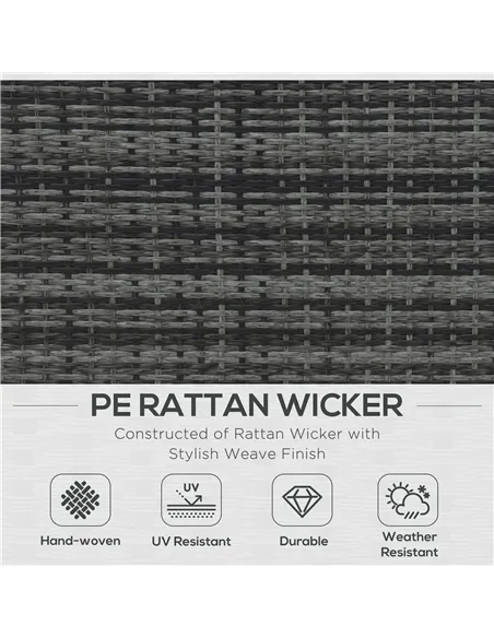 Outsunny 4 Pieces Wicker Steel Rattan Sofa Set Garden Chair Seat Furniture Patio Grey