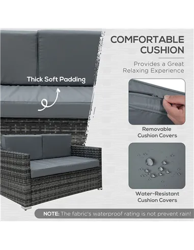 Outsunny 4 Pieces Wicker Steel Rattan Sofa Set Garden Chair Seat Furniture Patio Grey