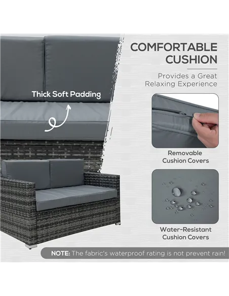 Outsunny 4 Pieces Wicker Steel Rattan Sofa Set Garden Chair Seat Furniture Patio Grey