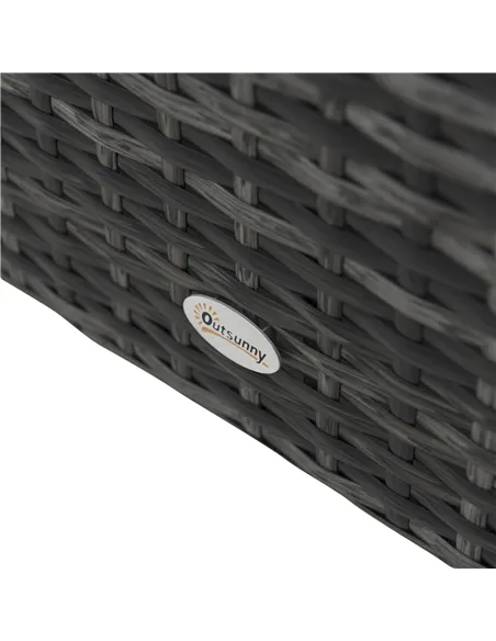 Outsunny 4 Pieces Wicker Steel Rattan Sofa Set Garden Chair Seat Furniture Patio Grey