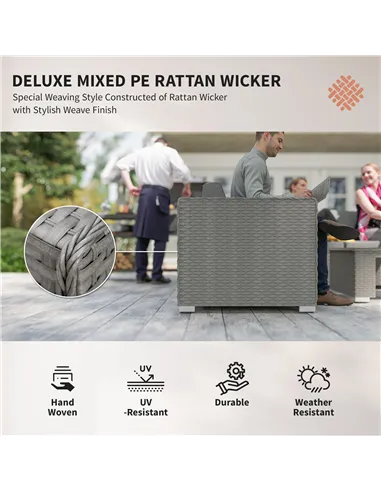 Outsunny 6 Pieces Outdoor PE Rattan Wicker Corner Sofa Set with 10cm Thick Padded Cushions, Aluminium Conservatory Furniture wit