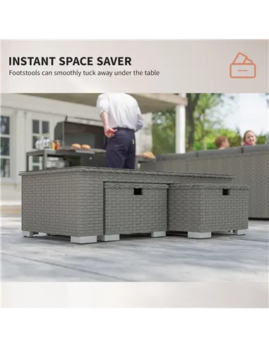 Outsunny 6 Pieces Outdoor PE Rattan Wicker Corner Sofa Set with 10cm Thick Padded Cushions, Aluminium Conservatory Furniture wit