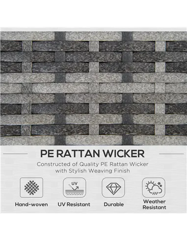 Outsunny 6PC Rattan Corner Sofa Set Wicker 4 Seater Garden Storage Coffee Table Conversation Ottoman Outdoor Weave Furniture w/ 