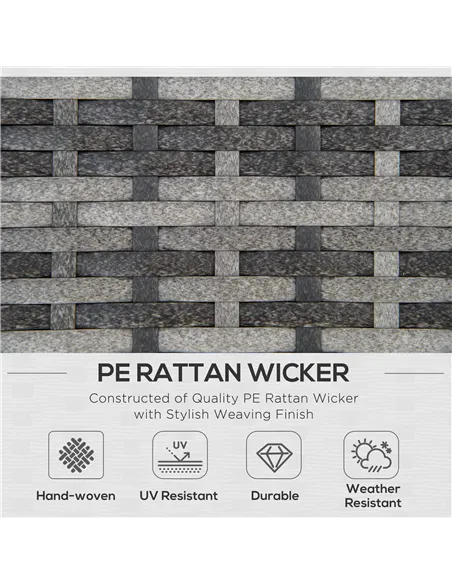 Outsunny 6PC Rattan Corner Sofa Set Wicker 4 Seater Garden Storage Coffee Table Conversation Ottoman Outdoor Weave Furniture w/ 