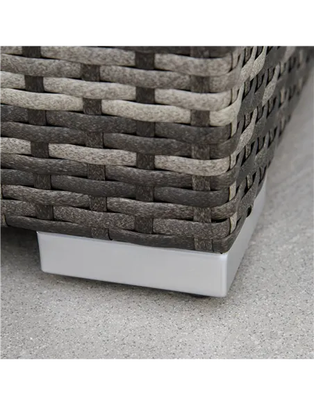 Outsunny 6PC Rattan Corner Sofa Set Wicker 4 Seater Garden Storage Coffee Table Conversation Ottoman Outdoor Weave Furniture w/ 